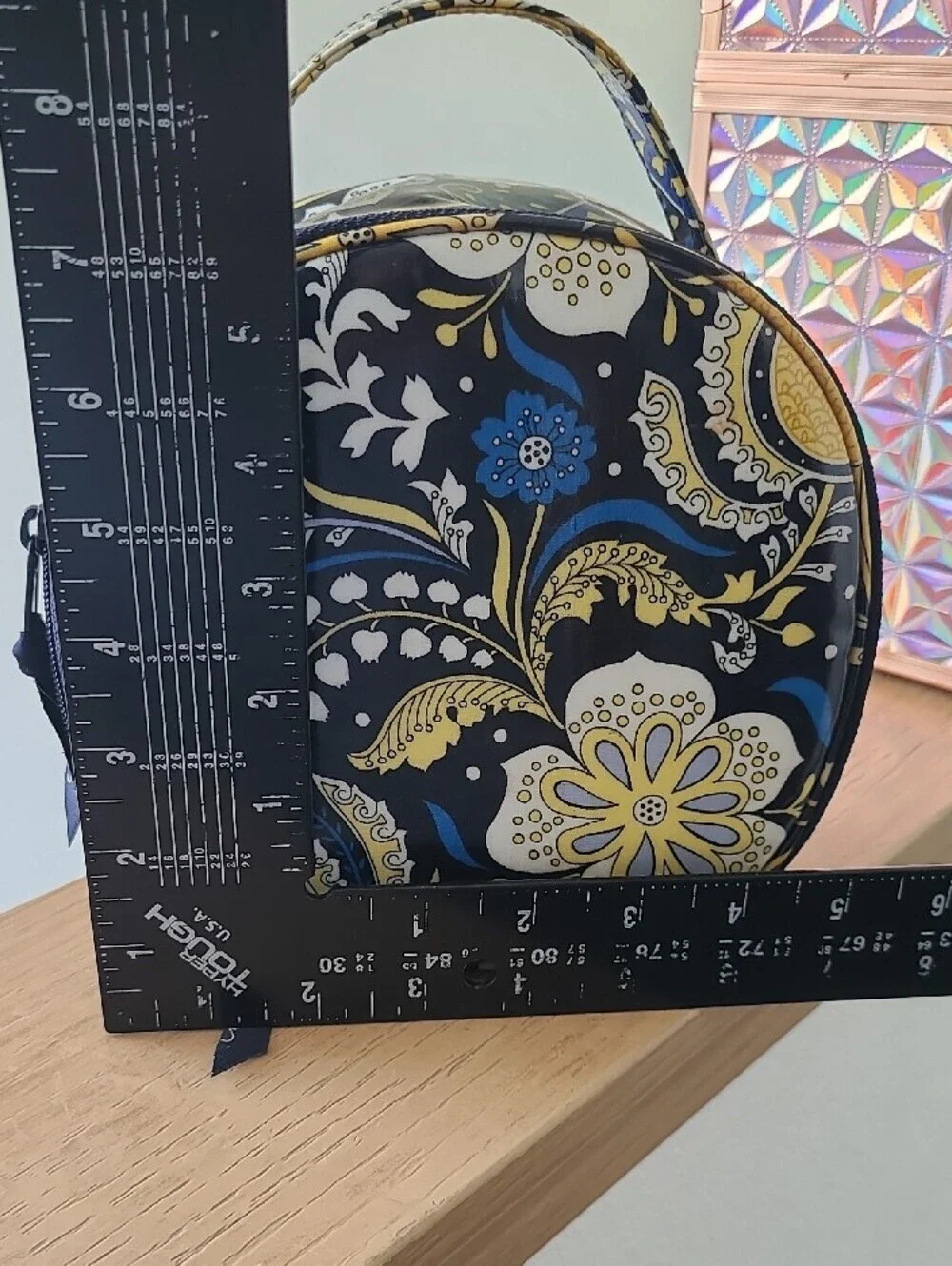 Vera Bradley Navy, Yellow & Blue Floral Round Cosmetic Case